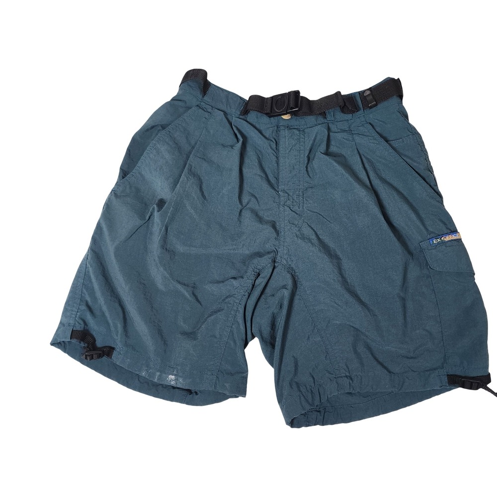 ExOfficio Vintage Mens Small Nylon Hiking Shorts Teal Integrated Belt Mesh Lined